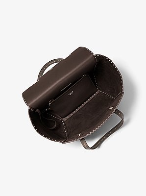 Bolso satchel Sophia de cuero granulado cosido a mano