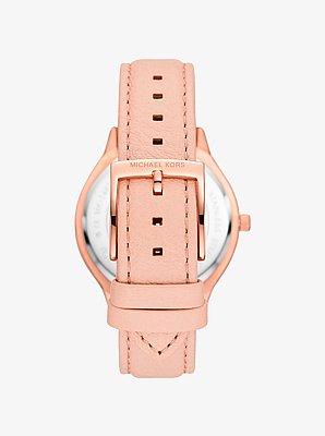 Montre Runway mince de ton or rose &agrave; bracelet en cuir