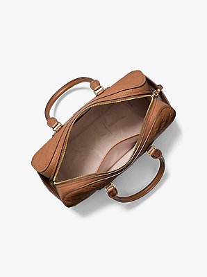 Jet Set Travel Medium Logo Embossed Leather Duffel Crossbody Bag