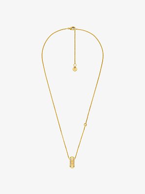 Pav&eacute; Gold-Tone Brass Ring Necklace
