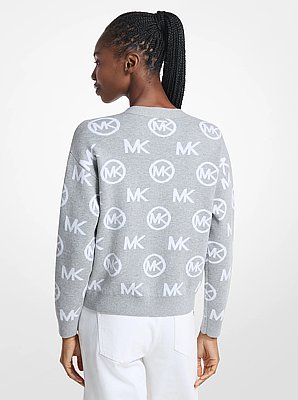 Logo Jacquard Cotton Blend Cardigan