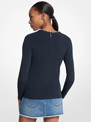 Chain Ribbed Viscose Blend Sweater