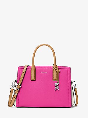 Laila Medium Color-Block Leather Satchel image number 0