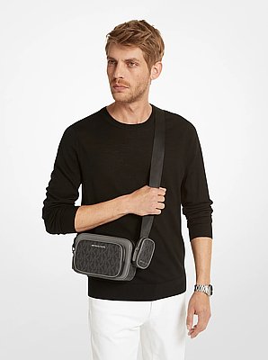 Sac pour appareil photo Hudson en cuir &agrave; logo embl&eacute;matique avec pochette