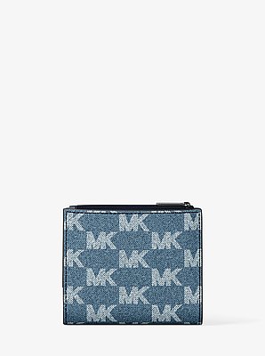 Cooper Medium Logo Jacquard Denim Zip Wallet