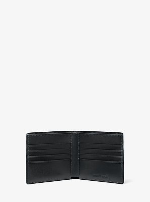 Pebbled Leather Billfold Wallet and Signature Logo Card Case Gift Set