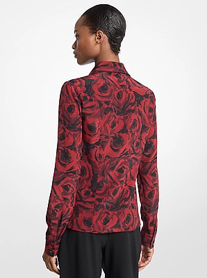 Hansen Floral Print Silk Crepe De Chine Blouse