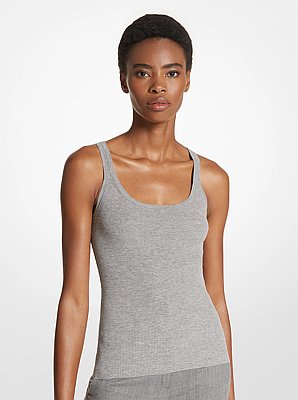 Ribbed Stretch Viscose Tank Top