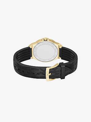 Lennox Pav&eacute; Gold-Tone and Logo Strap Watch