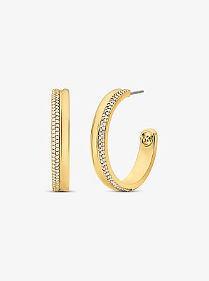 Pav&eacute;-Creolen aus Messing mit Edelmetallbeschichtung