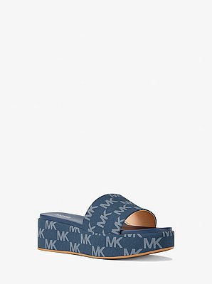 Sadler Logo Jacquard Platform Slide Sandal