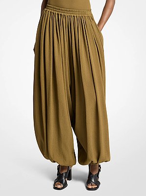 Silk Seersucker Sarouel Pants