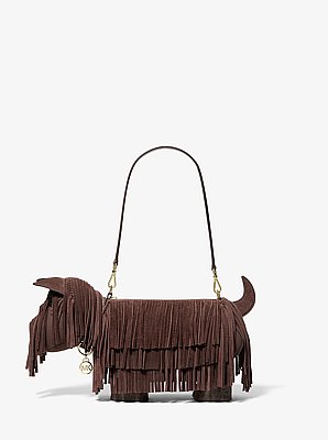 Scottie Dog Small Suede Shoulder Bag
