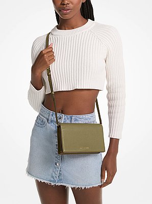 Jet Set Medium Pebbled Leather Front-Flap Crossbody Bag