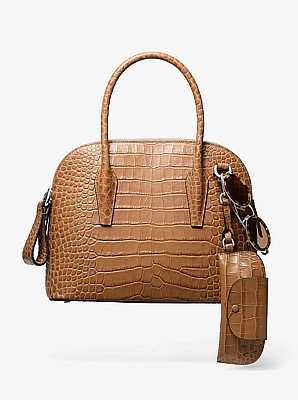 Bolso satchel Kaitlin mediano con dise&ntilde;o de piel de cocodrilo en relieve
