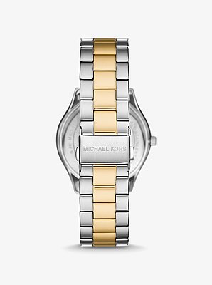 Oversized Aspyn Two-Tone Watch and Leather Card Case Gift Set