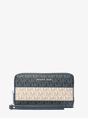 Jet Set Travel Large Striped Signature Logo Smartphone Wallet