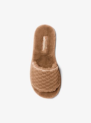 Alexis Logo Debossed Velvet Slide Sandal