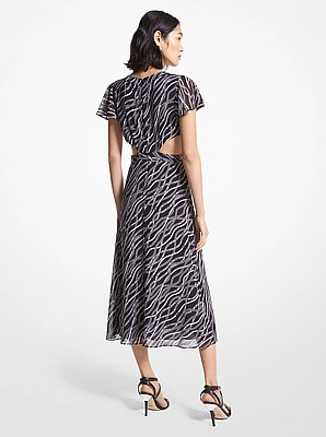 Status Print Georgette Cutout Dress