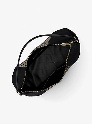 Sienna Large Logo Jacquard and Suede Convertible Shoulder Bag