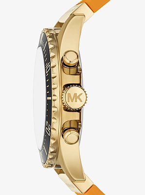 Reloj Everest oversize en tono dorado con correa de silicona