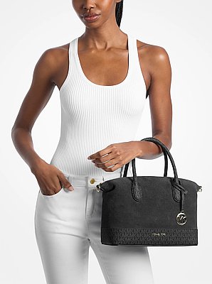 Sac Hyde de taille moyenne en daim et &agrave; logo Signature