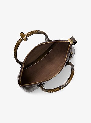 Kaitlin Large Snake Embossed Leather Satchel