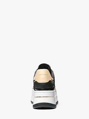 Hayes Metallic Empire Monogram and Leather Trainer