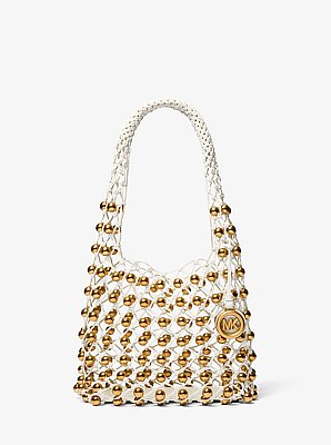 Limited-Edition Gwen Small Studded Hand-Woven Leather Hobo Shoulder Bag