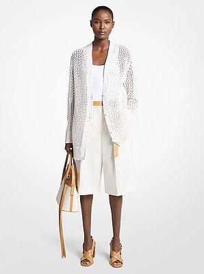 Hand-Crocheted Cotton and Cashmere Cardigan