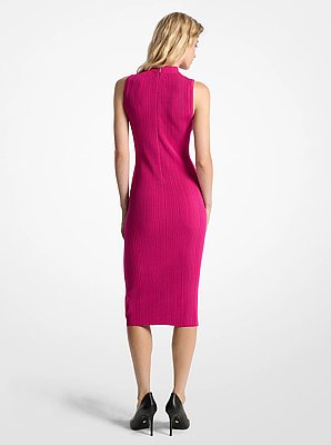 Vestido midi acanalado con cuello alto