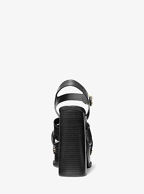 Nora Crocodile Embossed Leather Platform Sandal