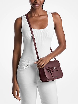 Emilia Small Pebbled Leather Saddle Crossbody Bag