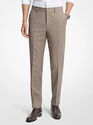 Slim-Fit Stretch Wool Blend Flannel Stripe Pants