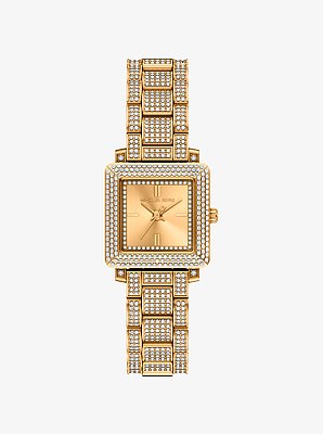 Petite montre Gwynn de ton or &agrave; pav&eacute;