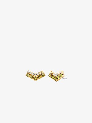 Two-Tone Pav&eacute; Chevron Stud Earrings