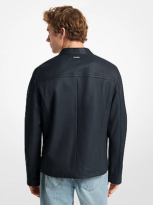 Leather Double-Zip Racer Jacket