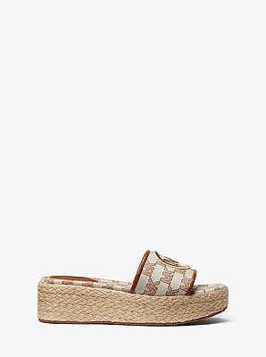 Sadler Logo Jacquard and Jute Wedge Sandal