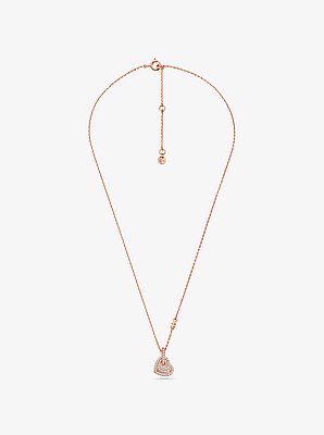 Precious Metal-Plated Sterling Silver Pav&eacute; Heart Necklace