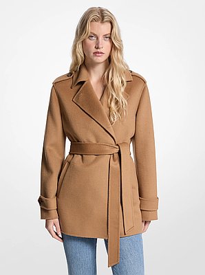 Wool Blend Belted Wrap Coat