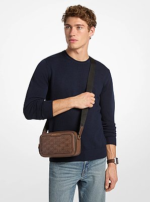 Bandolera Hudson de piel pulida con logotipo en relieve