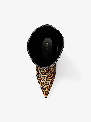 Nalia Leopard Print Calf Hair Kitten Heel Boot