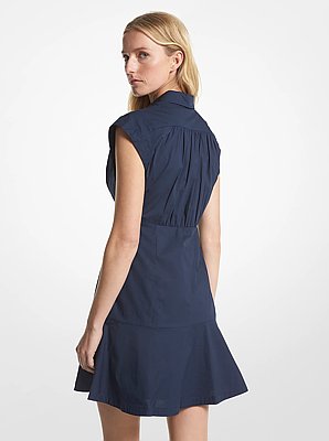 Vestido camisero de popelina de algod&oacute;n org&aacute;nico el&aacute;stico