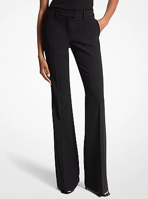 Haylee Stretch Pebble Crepe Flared Trousers