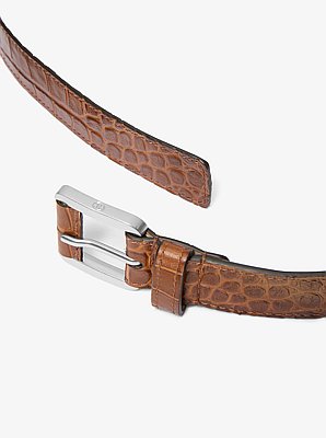 Jodi Crocodile Embossed Leather Trouser Belt