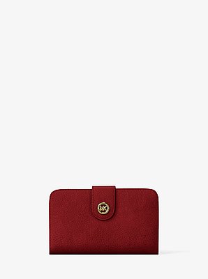 Billetera mediana de piel nobuck con colgante MK Pop