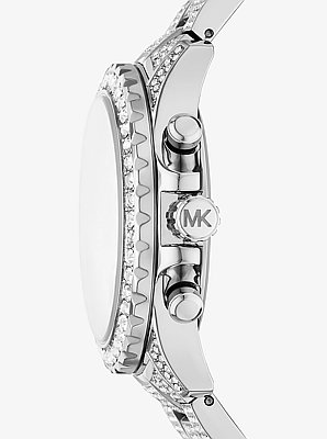Oversized Everest Pav&eacute; Silver-Tone Watch