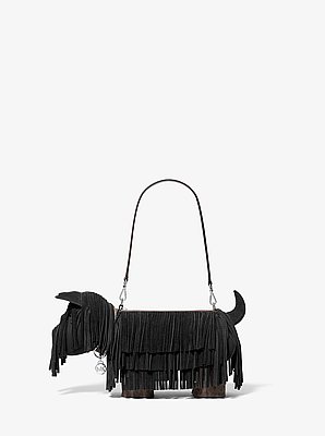 Scotty Dog Small Suede Shoulder Bag