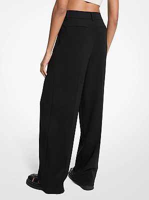 Pleated Crepe Wide-Leg Pant