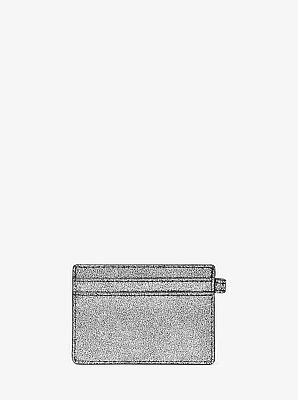 Jet Set Metallic Leather Card Case With Charms